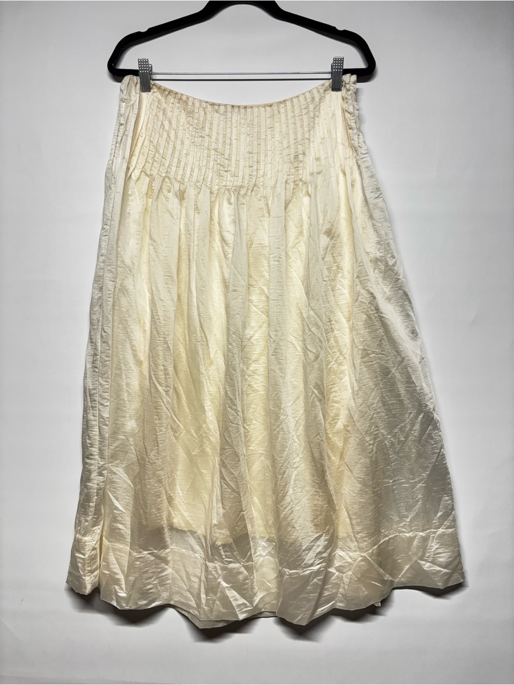 ✨Future Collective Pearl Ivory Midi Skirt Size 8 Lined Lyocell Blend - Picture 3 of 14
